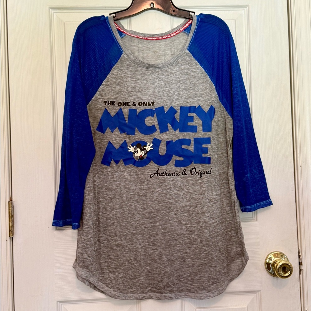 Disney Parks Mickey Mouse Long Sleeve Gray and Blue Raglan XL